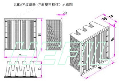 HMV无隔板V型大风量空气过滤器框体结构