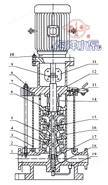 GDL立式清水管道多级泵结构示意图